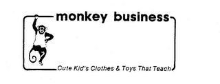 MONKEY BUSINESS CUTE KID'S CLOTHES & TOYS THAT TEACH logo