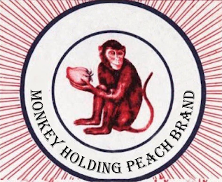 MONKEY HOLDING PEACH BRAND logo