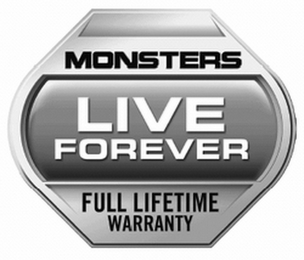MONSTERS LIVE FOREVER FULL LIFETIME WARRANTY logo