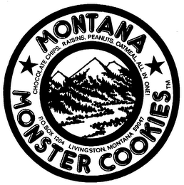 MONTANA MONSTER COOKIES CHOCOLATE CHIPS, RAISINS, PEANUTS, OATMEAL, ALL IN ONE] logo