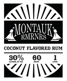 MONTAUK RMRNRS COCONUT FLAVORED RUM 30%ALCOHOL BY VOL 60 PROOF 1 LITER logo