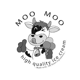 MOO MOO HIGH QUALITY ICE CREAM - MADE WITH THE FINEST INGREDIENTS - logo