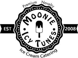 MOONIE ICY TUNES PREMIUM NOVELTY ICE CREAM CATERING EST 2008 logo