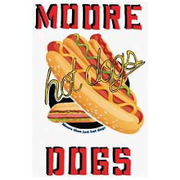 MOORE HOT DOGS DOGS MOORE THEN JUST HOT DOGS logo