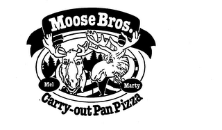 MOOSE BROS. CARRY-OUT PAN PIZZA MEL MARTY logo