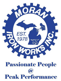 MORAN IRON WORKS INC. PASSIONATE PEOPLE @ PEAK PERFORMANCE logo