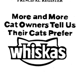 MORE AND MORE CAT OWNERS TELL US THEIR CATS PREFER WHISKAS logo