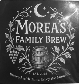 MOREA'S FAMILY BREW EST. 2025 BREWED WITH TIME. ENJOY THE MOMENT logo