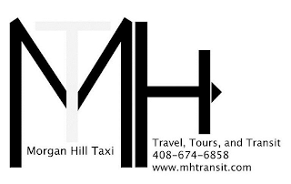 MORGAN HILL TAXI MHT TRAVEL, TOURS, AND TRANSIT 408-674-6858 WWW.MHTRANSIT.COM logo