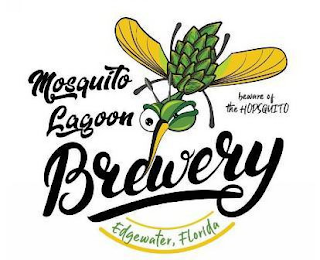 MOSQUITO LAGOON BREWERY BEWARE OF THE HOPSQUITO EDGEWATER, FLORIDA logo