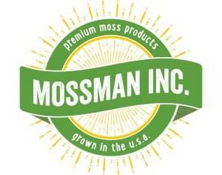 MOSSMAN INC. PREMIUM MOSS PRODUCTS GROWN IN THE U.S.A. logo