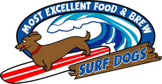 MOST EXCELLENT FOOD & BREW SURF DOGS logo