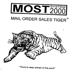 MOST SYSTEM 2000 MAIL ORDER SALES TIGER "TOOLS TO LEAP AHEAD OF THE PACK" logo