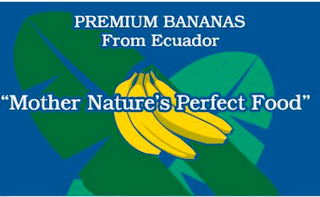 "MOTHER NATURE'S PERFECT FOOD" PREMIUM BANANAS FROM ECUADOR logo