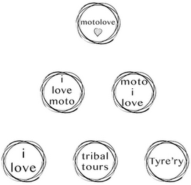 MOTOLOVE ILOVEMOTO MOTOILOVE ILOVE TRIBALTOURS TYRE'RY logo