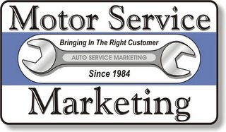 MOTOR SERVICE MARKETING, BRINGING IN THE RIGHT CUSTOMER SINCE 1984 AUTO SERVICE MARKETING logo
