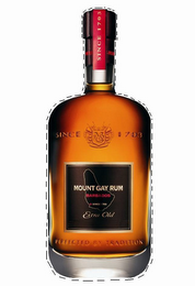 MOUNT GAY RUM BARBADOS SINCE 1703 EXTRA OLD PERFECTED BY TRADITION SINCE 1703 logo