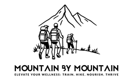 MOUNTAIN BY MOUNTAIN ELEVATE YOUR WELLNESS: TRAIN. HIKE. NOURISH. THRIVE logo
