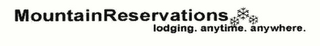 MOUNTAINRESERVATIONS LODGING. ANYTIME. ANYWHERE. logo
