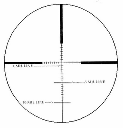MP-8 RETICULE 1 MIL LINE 5 MIL LINE 10 MIL LINE logo