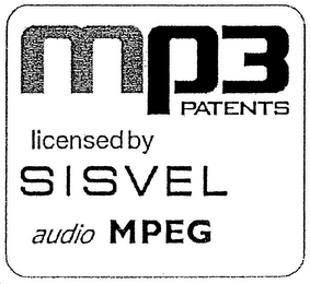 MP3 PATENTS LICENSED BY SISVEL AUDIO MPEG logo