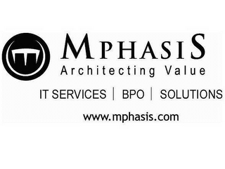 MPHASIS ARCHITECTING VALUE IT SERVICES BPO SOLUTIONS WWW. MPHASIS.COM logo