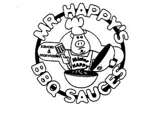 MR. HAPPY'S BBQ SAUCES SAUCES & MARINADES MISTER HAPPY logo