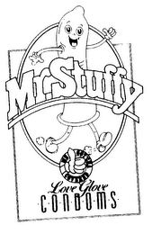 MR. STUFFY LOVE GLOVE CONDOMS WE GOT'CHA COVERED logo