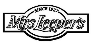 MRS LEEPER'S SINCE 1927 logo