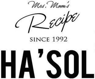 MRS. MOON'S RECIPE SINCE 1992 HA'SOL logo