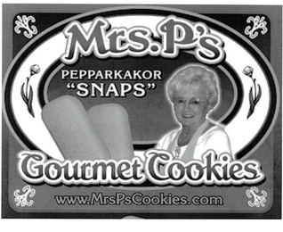 MRS. P'S PEPPARKAKOR "SNAPS" GOURMET COOKIES WWW.MRSPSCOOKIES.COM logo
