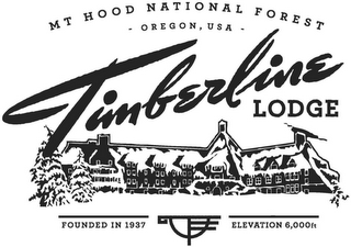 MT HOOD NATIONAL FOREST - OREGON, USA -TIMBERLINE LODGE FOUNDED IN 1937 ELEVATION 6,000FT logo