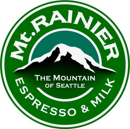 MT. RAINIER THE MOUNTAIN OF SEATTLE ESPRESSO & MILK logo