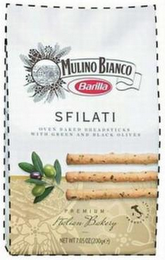 MULINO BIANCO BARILLA - SFILATI OVEN BAKED BREADSTICKS WITH GREEN AND BLACK OLIVES - PREMIUM ITALIAN BAKERY - PRODUCT OF ITALY logo