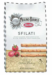 MULINO BIANCO BARILLA SFILATI OVEN BAKED BREADSTICKS WITH TOMATO AND OREGANO PREMIUM ITALIAN BAKERY PRODUCT OF ITALY logo