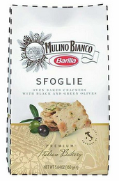 MULINO BIANCO BARILLA - SFOGLIE OVEN BAKED CRACKERS WITH BLACK AND GREEN OLIVES - PREMIUM ITALIAN BAKERY - PRODUCT OF ITALY logo