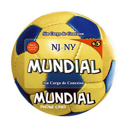 MUNDIAL NJ-NY SIN CARGO DE CONEXION PHONE CARD 800 & ACCESO LOCAL $5 logo