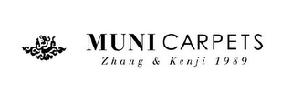 MUNI CARPETS, ZHANG & KENJI, 1989 logo