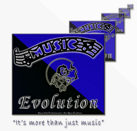 MUSIC EVOLUTION "IT'S MORE THAN JUST MUSIC" logo