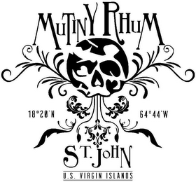MUTINY RHUM ST. JOHN U.S. VIRGIN ISLANDS 18°20' N 64°44' W logo