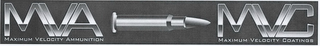 MVC MAXIMUM VELOCITY COATINGS MVA MAXIMUM VELOCITY AMMUNITION logo