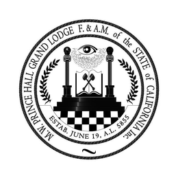M.W. PRINCE HALL GRAND LODGE F.&A.M. OF THE STATE OF CALIFORNIA INC., ESTAB. JUNE 19, A.L. 5855 logo