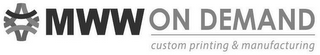 MWW ON DEMAND CUSTOM PRINTING & MANUFACTURING logo