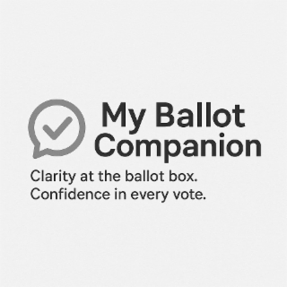 MY BALLOT COMPANION                                                                                                           CLARITY AT THE BALLOT BOX.                                                                                               CONFIDENCE IN EVERY VOTE. logo