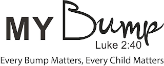 MY BUMP LUKE 2:40 EVERY BUMP MATTERS, EVERY CHILD MATTERS logo