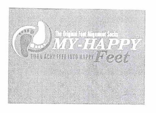 MY-HAPPY FEET THE ORIGINAL FEET ALIGNMENT SOCKS TURN ACHY FEET INTO HAPPY FEET logo