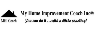 MY HOME IMPROVEMENT COACH INC YOU CAN DO IT ... WITH A LITTLE COACHING! MHI COACH logo