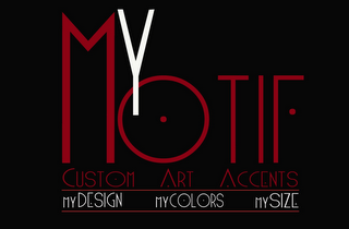 MY MOTIF; CUSTOM ARE ACCENTS; MY DESIGN, MY COLORS, MY SIZE logo