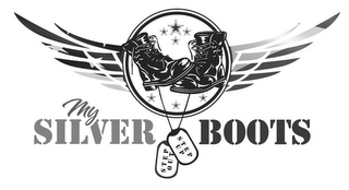 MY SILVER BOOTS STEP OUT STEP UP logo