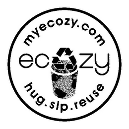 MYECOZY.COM HUG. SIP. REUSE ECOZY logo
